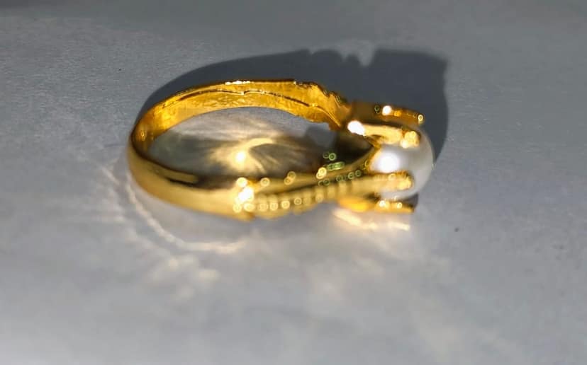 "Stunning Pearl and Gold Ring for Women" view 3