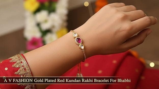 Elegant Traditional Gold Plated/Rakhi Combo Of 1 Piece for Men and Women/brother/sister/bhabhi Kundan Stone combo set (Same as Shown In Image) view 4