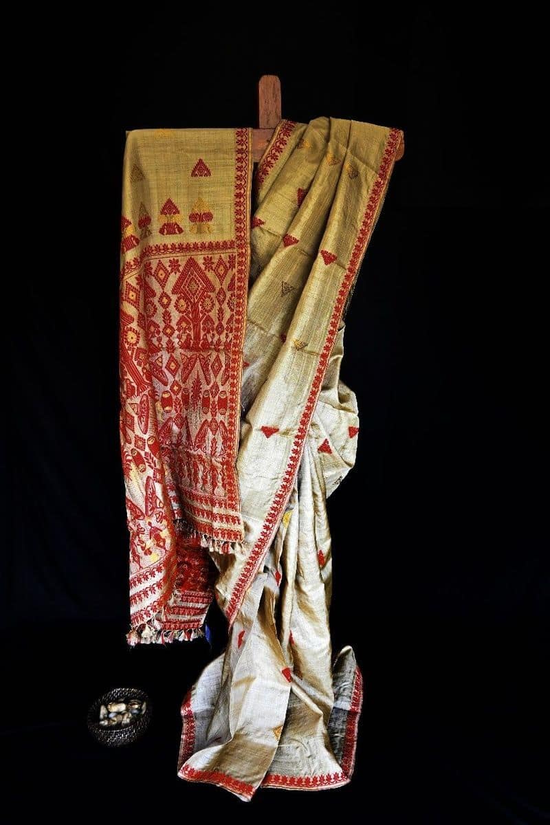 Assamese Muga Silk Saree view 2