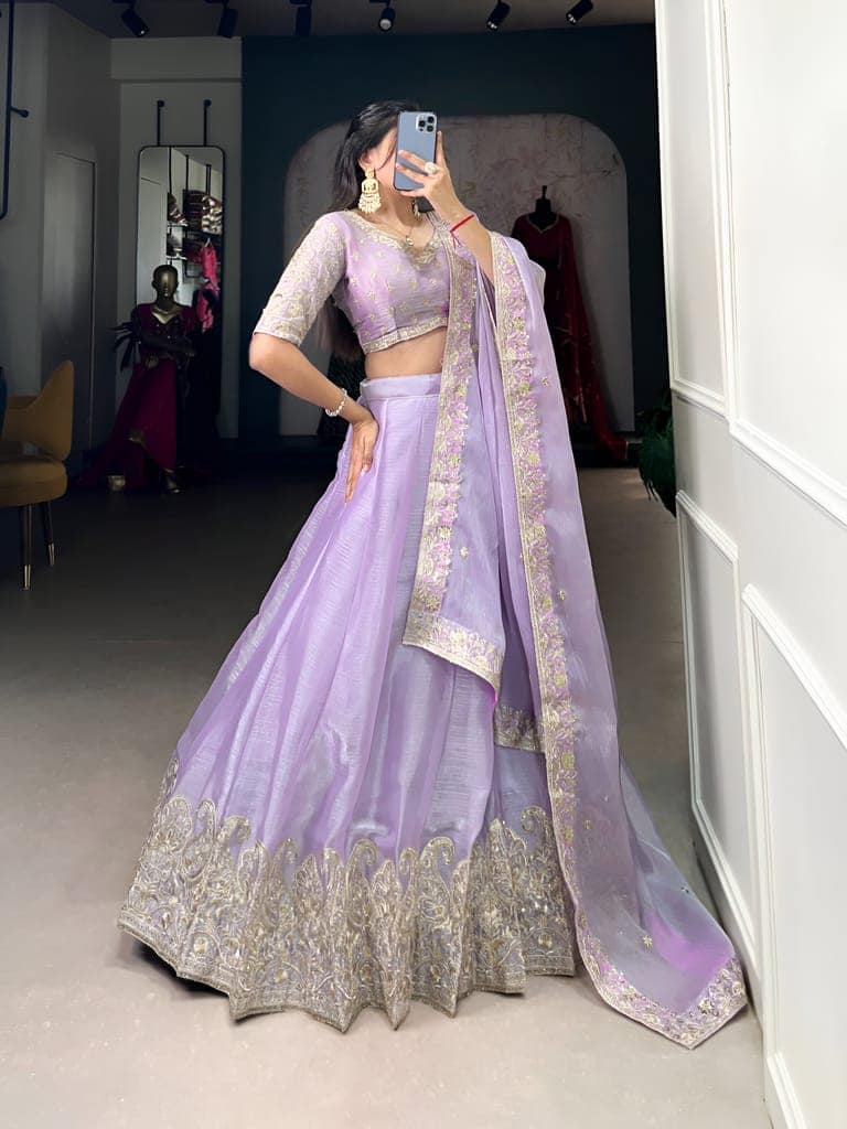 Purple Lehenga Choli Readymade Stitched For Wedding Women Party Skirt Ready To Wear view 3