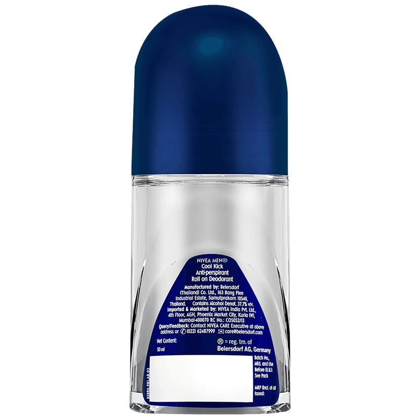 Nivea Men Cool Kick Deodorant Roll On - 48H Long Lasting Freshness, 50 Ml view 2