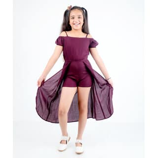 Kids Cave Solid Girls Jumpsuit