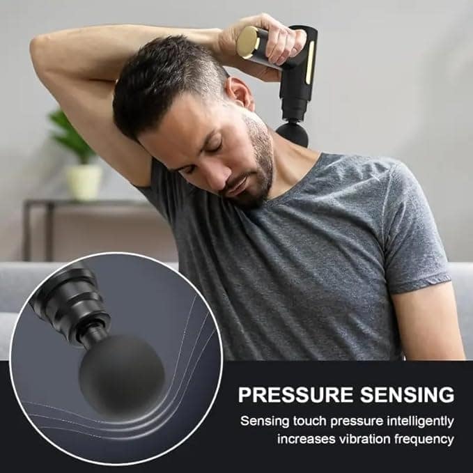 Muscle Massage Gun, Portable Muscle Massager Mini Adjustable Deep Tissue Massager Portable Massage Gun 4 Massage Heads for Relaxing Muscles Relieve Pain view 2