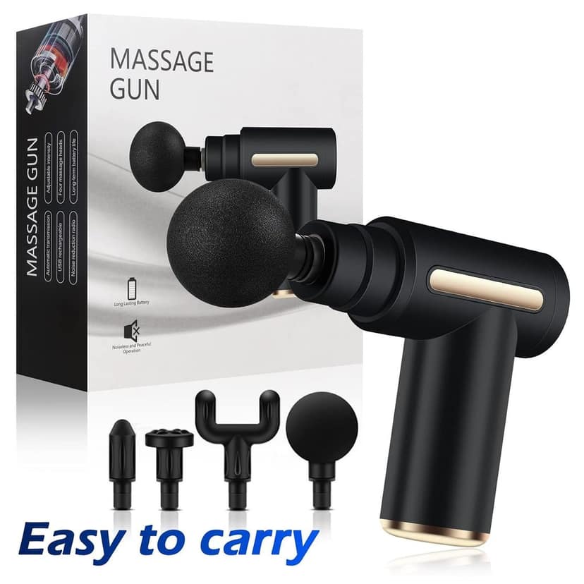 Muscle Massage Gun, Portable Muscle Massager Mini Adjustable Deep Tissue Massager Portable Massage Gun 4 Massage Heads for Relaxing Muscles Relieve Pain view 3