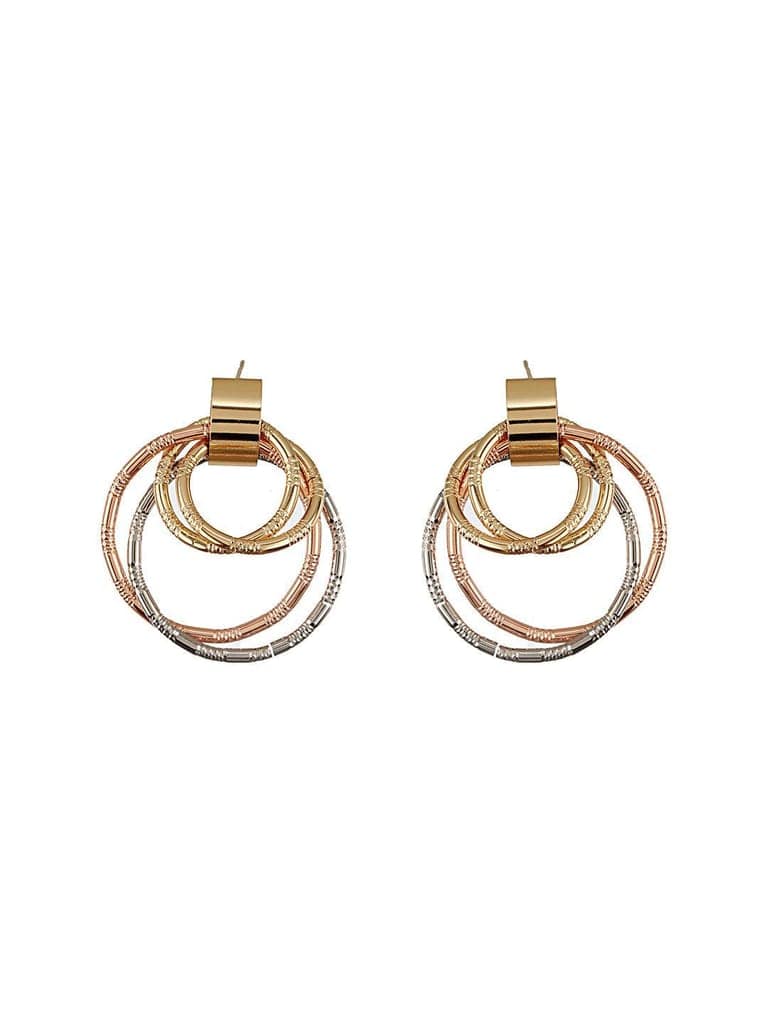 Anti-Tarnish Gold Plated Concentric Small Hoop Minimal Studds earrings view 5