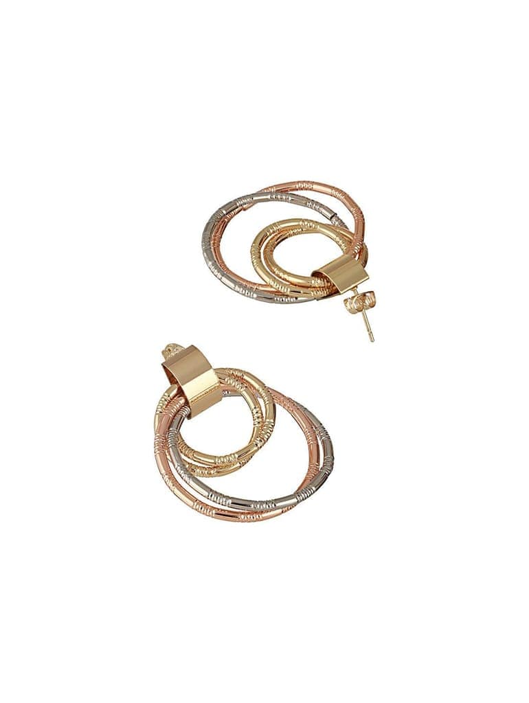 Anti-Tarnish Gold Plated Concentric Small Hoop Minimal Studds earrings view 6