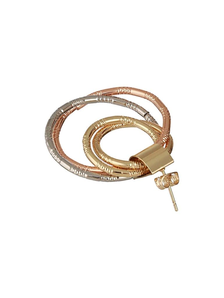 Anti-Tarnish Gold Plated Concentric Small Hoop Minimal Studds earrings view 7