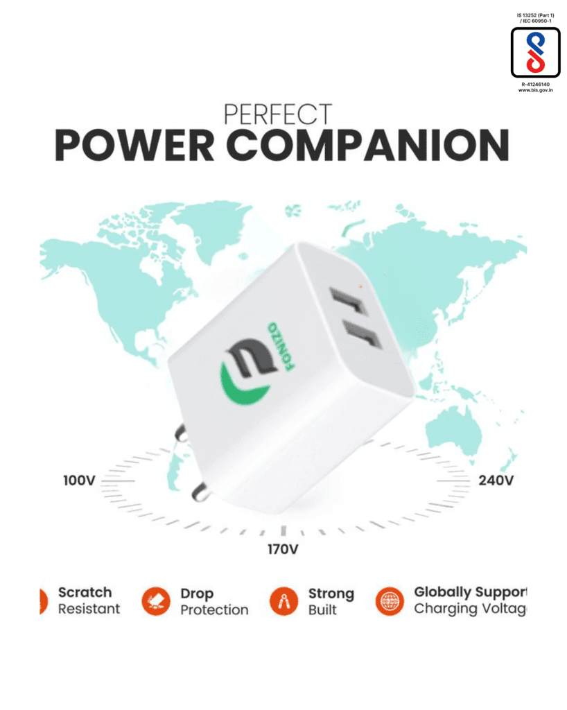 FONIZO Universal Dual Port Power Companion Charger - Global Voltage Support view 2