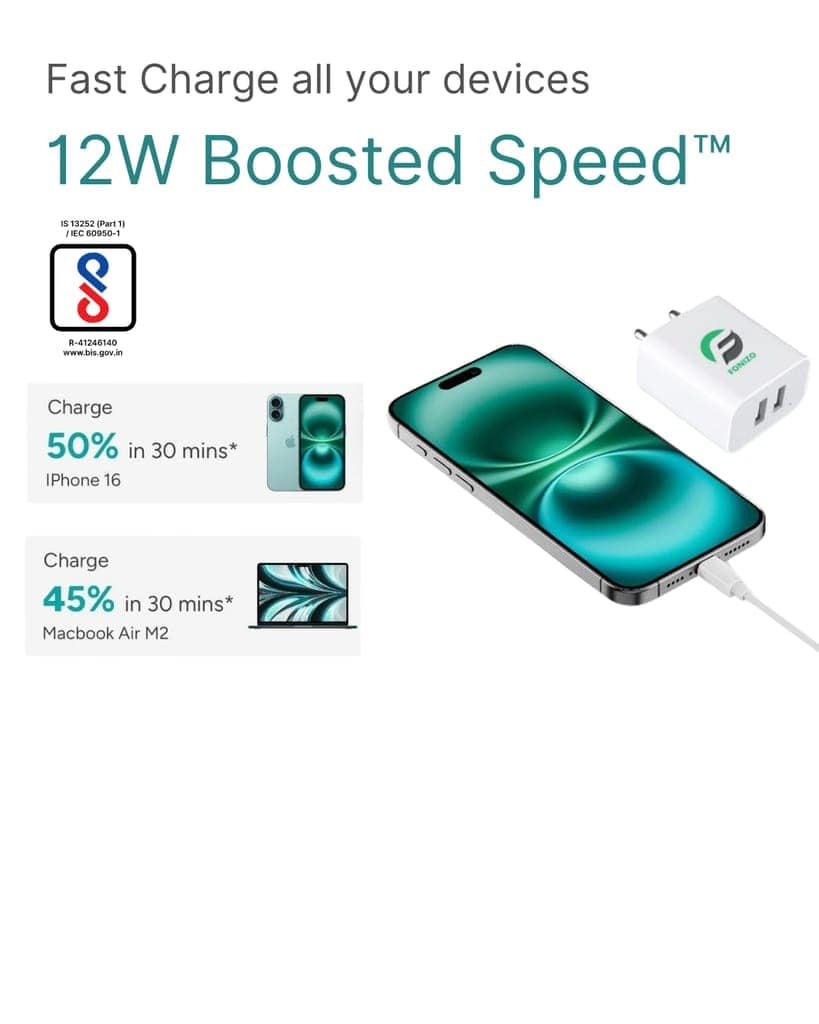 FONIZO Universal Dual Port Power Companion Charger - Global Voltage Support view 4