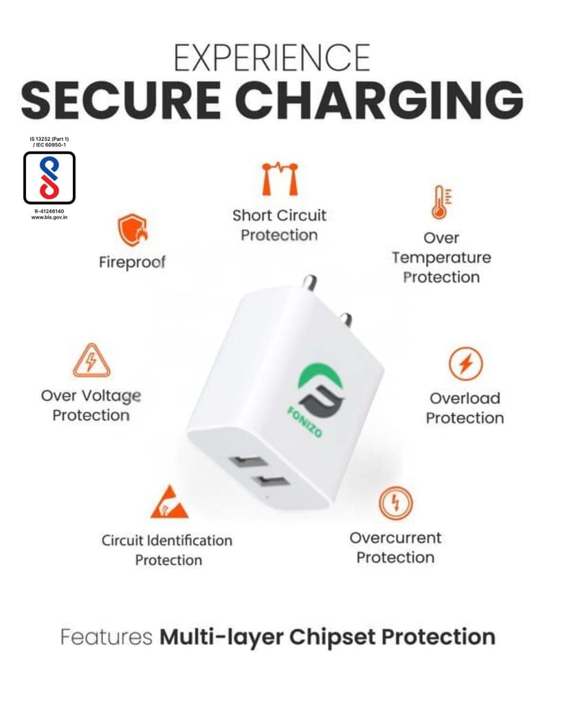 FONIZO Universal Dual Port Power Companion Charger - Global Voltage Support view 5