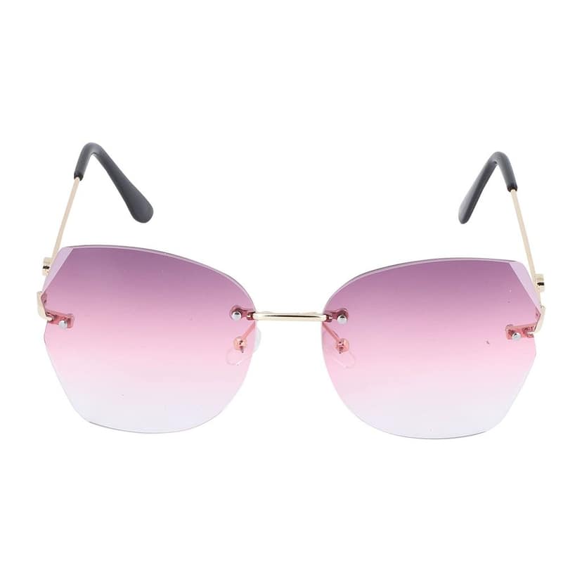 4Flaunt Rimless Stylish, Latest & Trending Vintage Oval Gradient Sunglasses For Women | 100% UV400 Protected (C3 - Violet) view 2