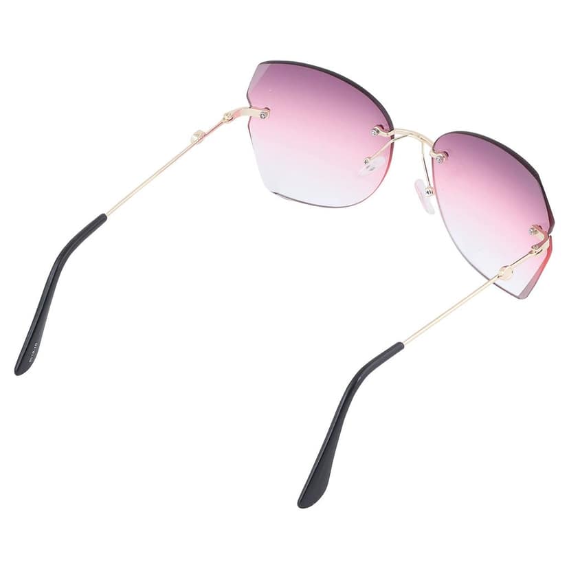 4Flaunt Rimless Stylish, Latest & Trending Vintage Oval Gradient Sunglasses For Women | 100% UV400 Protected (C3 - Violet) view 3