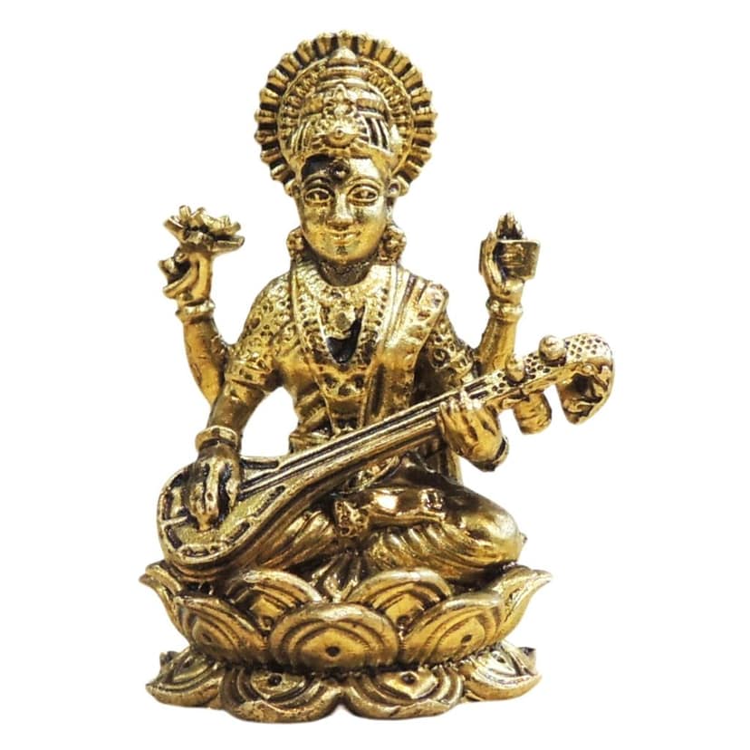Mini Brass Saraswati Ji Idol Statue for Gifting, Height : 1.5 Inch (BSMAS1923 C) view 2