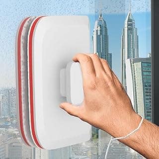 Double Sided Magnetic Window Glass Cleaner With 2 Extra pad | Magnetic Window Wiper Cleaner | Strong Magnetic Glass Cleaning Tool with Wide Handle | Easy Window Washer for Home, Office