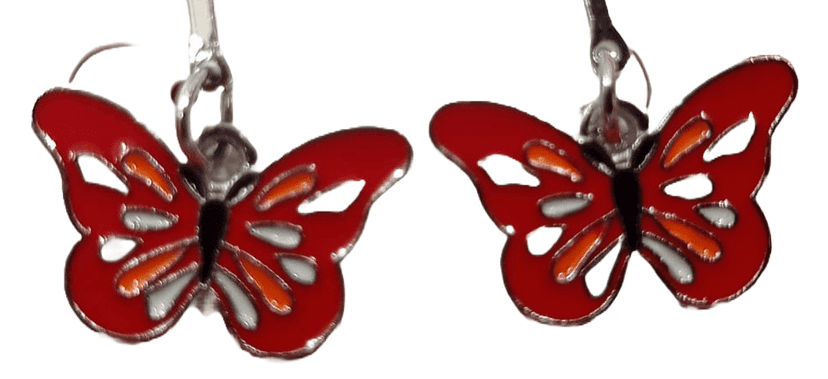 Red Enameled Butterfly Dangle Earrings view 3