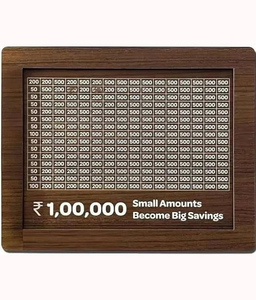 SNDArt Wooden Money Saving Box | Cash Saver Money Box with Counting Target