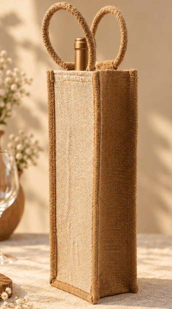 Handmade Jute Water Bottle Bag for Travel and Everyday Use view 2