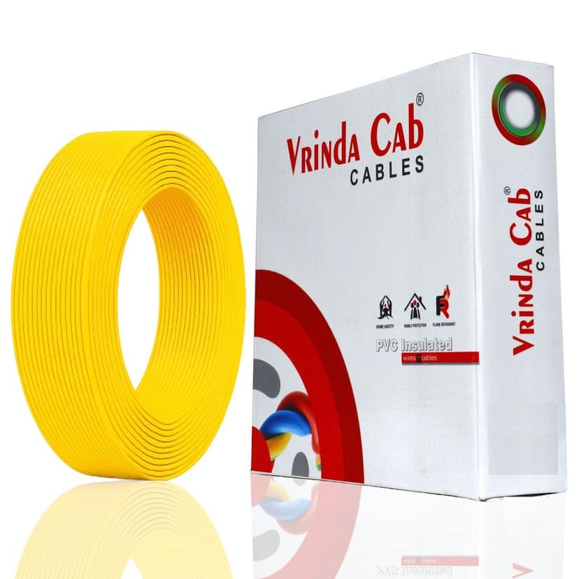 VRINDACab Yellow 1mm 90 Meter Wire | FR PVC Insulated CCA Copper Electrical Cable for Home & Industrial Wiring