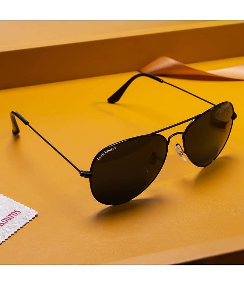 LOUIS KOUROS Black Pilot Sunglasses ( Pack of 1 ) view 2