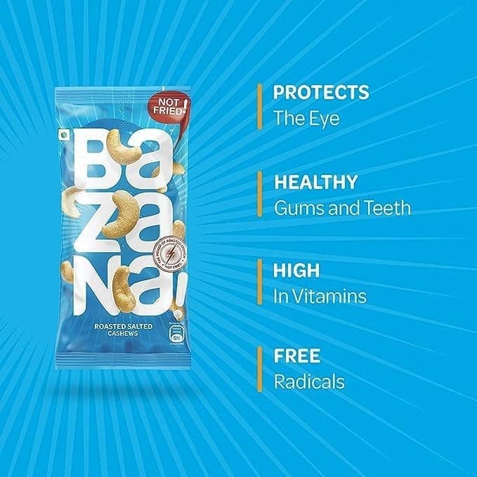 Bazana Roasted Salted Cashews | Nutritious Snack with Essential Nutrients | Perfectly Roasted for Satisfying Crunch | Versatile Snacking Experience | Portion-Controlled Packs, 18g (Pack of 15) view 5