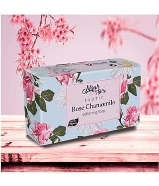 Mirah Belle - Organic Rose Chamomile Softening Soap 125gm - For Dry & Cracked Skin - Helps Makes Skin Soft & Smooth- Handmade Soap