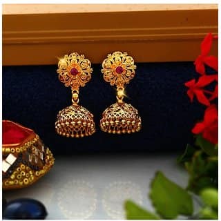 Tradtional 1gm jumkhi gold n micron plated