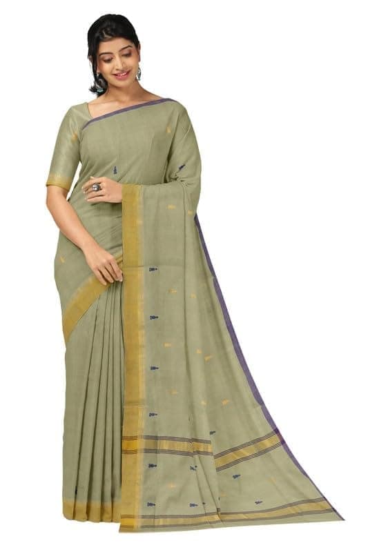 APCO Handloom - Women's Rahajmundry Pure Cotton Grey Handloom Saree (Angara Handloom Saree) 78