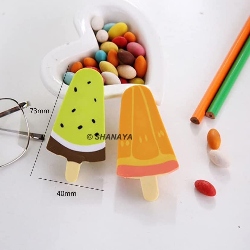 SHANAYA Eraser for Kids Ice Pop Fruit Shaped Pencil Erasers Set Return Gifts for Boys Girls Stationary School Items (Pack of 5 Erasers) view 6