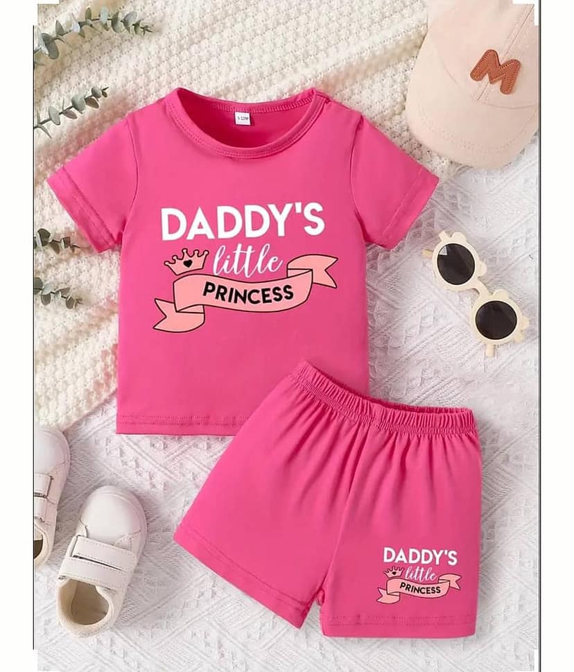 CUTEVIBE Pack of 1 Baby Girls 100% Cotton T-shirt & Shorts ( Light Pink )