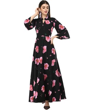 TOGZZ Women Crepe A-line Dress ( Black )