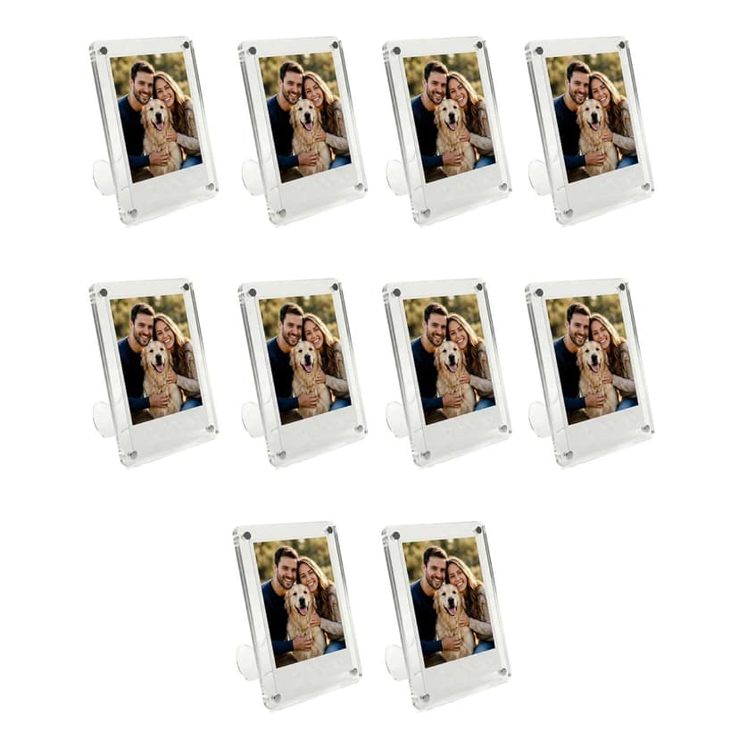 Acrylic Magnetic Photo Frame 3x4 Inch with Stand (Pack of 10) – Fridge Magnet & Tabletop Display | Crystal Clear Frame for Home, Office & Kitchen | Gift for Couples, Birthday, Anniversary