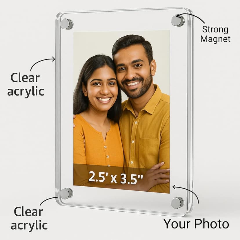 Acrylic Magnetic Photo Frame 3x4 Inch with Stand (Pack of 10) – Fridge Magnet & Tabletop Display | Crystal Clear Frame for Home, Office & Kitchen | Gift for Couples, Birthday, Anniversary view 7