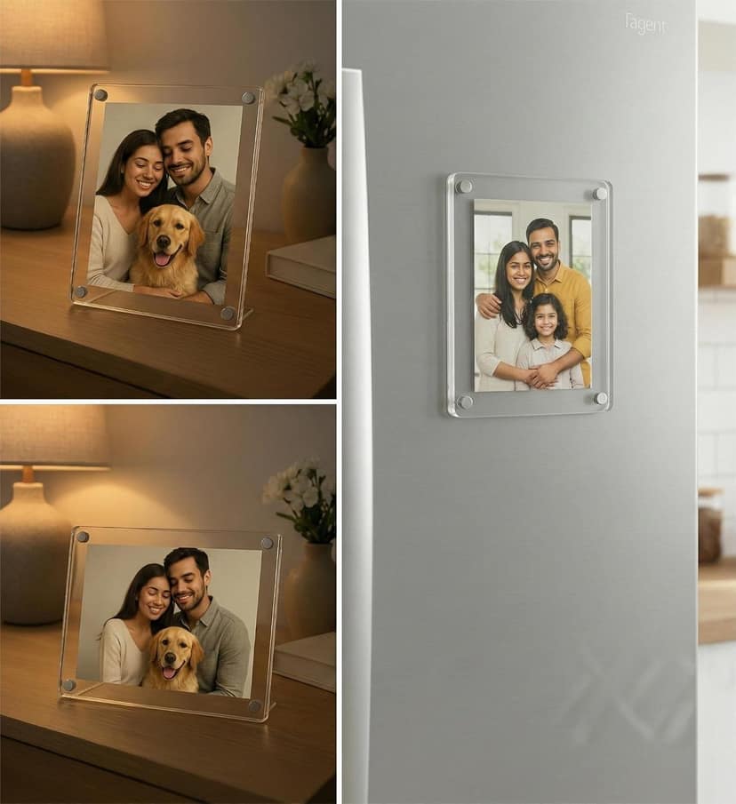 Acrylic Magnetic Photo Frame 3x4 Inch with Stand (Pack of 10) – Fridge Magnet & Tabletop Display | Crystal Clear Frame for Home, Office & Kitchen | Gift for Couples, Birthday, Anniversary view 8