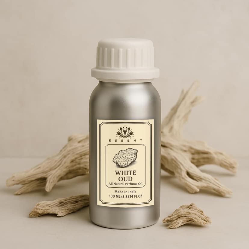 Essent White Oud Unisex Roll-On Attar 3.38 fl. oz. (100 ml) | Long-Lasting Natural Fragrance | Alcohol-Free Perfume Oil