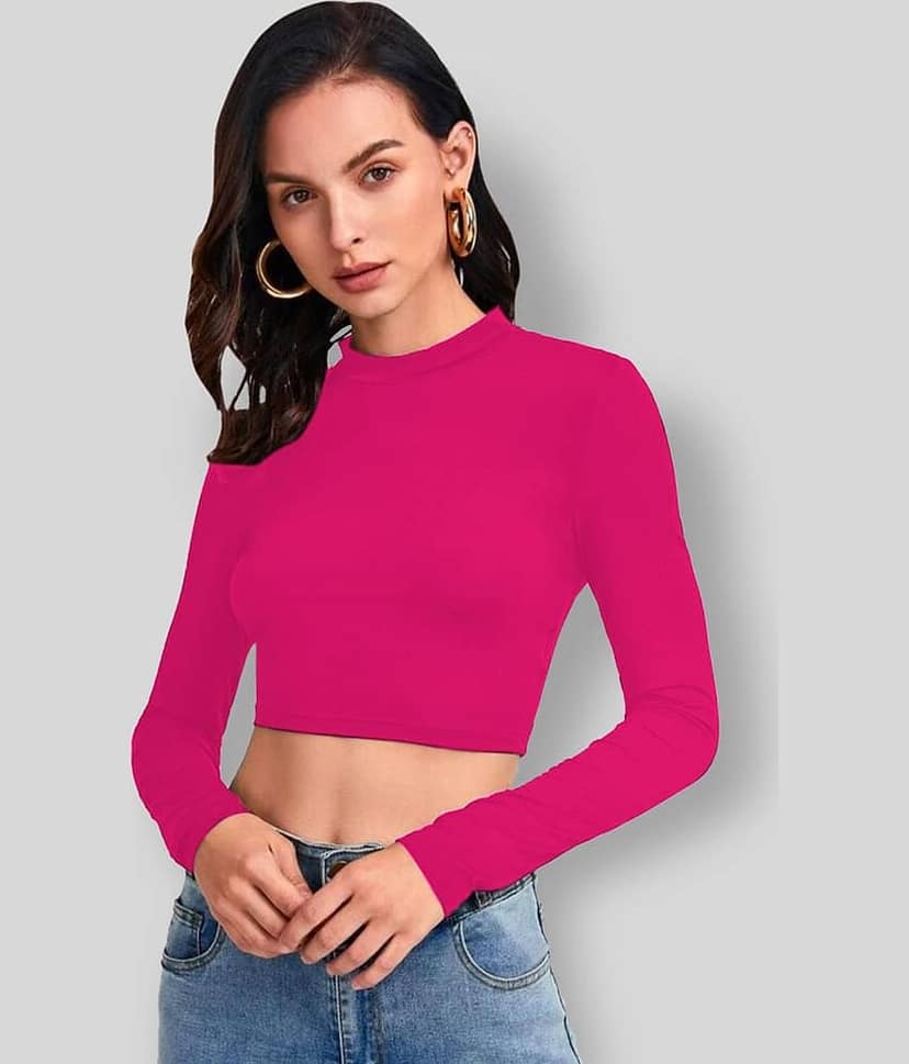 Dream Beauty Fashion Women's Polyester Crop Top ( Pink )