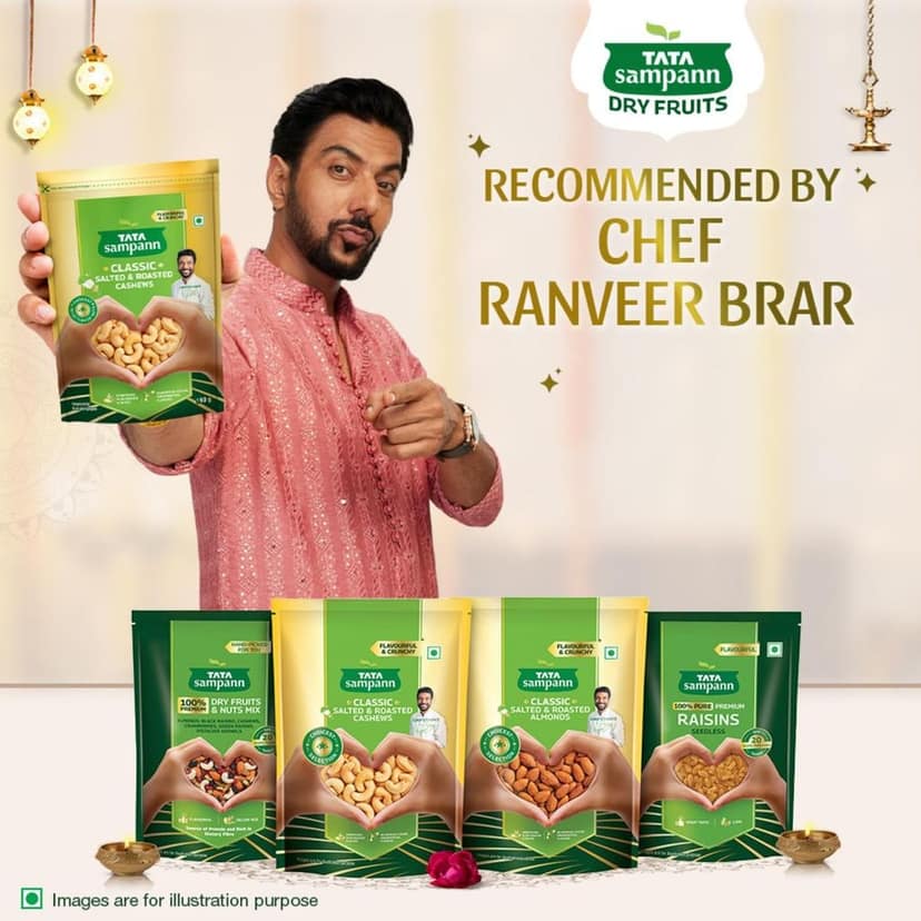 Tata Sampann Shagun | Dry Fruits & Nuts Gift Box| Assorted Pack of 4 | 200g | Choicest selection for Festive & Function Gifting, Corporate Gifting | Salted & Roasted Almonds | Salted & Roasted Cashews | Seedless Raisins | Dry Fruits & Nuts Mix view 6