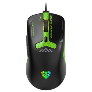 SpinBot Clutch GT500 Wired Gaming Mouse, 3600 DPI Optical Sensor, 1.5m Braided Cable, Ergonomic Design Black & Green