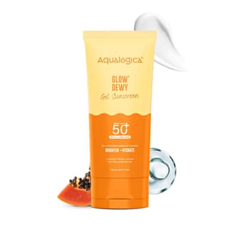 Aqualogica Glow+ Dewy Gel Sunscreen - 80 g | SPF 50+ PA++++ | In-Vivo Tested | New-age Filters | 12-Hour* Sun Protection | Tan Protection | For Bright & Hydrated Skin | Fragrance-Free & No White Cast | C-Hyaluron Complex & Papaya | Broad Spectrum UVA/B &