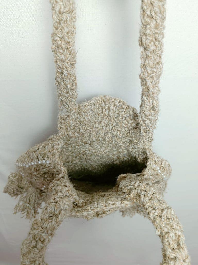 Handmade Rose Design Jute bag for Girls view 5