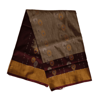 Uppada Pattu Saree with All Over Buttis (Brown)