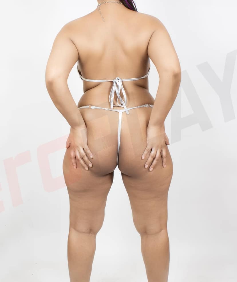 2pcs Silver Tempting Shiny and Stretchy Beach, Swim and Honeyoon Wear Lingerie Set ( Free Size ) view 2