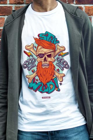 Stay Wild - Illustrative Graphic Printed Mens white Cotton Tshirt