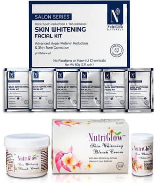 Nutriglow Skin Whitening Facial Kit 60gm and Skin Whitening Bleach Cram 43gm For All Skin Type (Pack of 2)