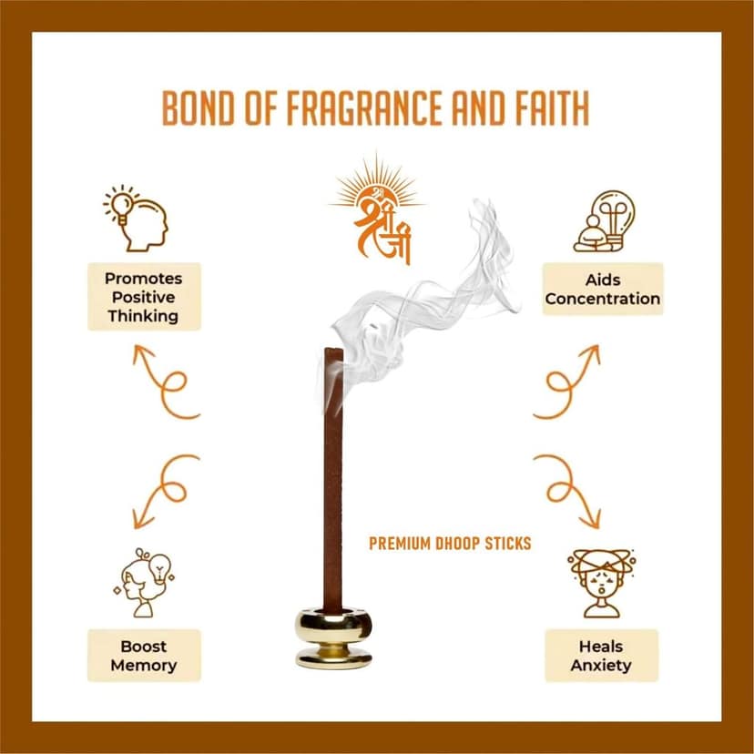Shri Shriji Flam the Aromatic peace Mogra Scented Stick Combo � Long-Lasting Natural Fragrance Agarbatti for Meditation, Relaxation, Home & Temple Use � Pack of Premium Sticks view 2