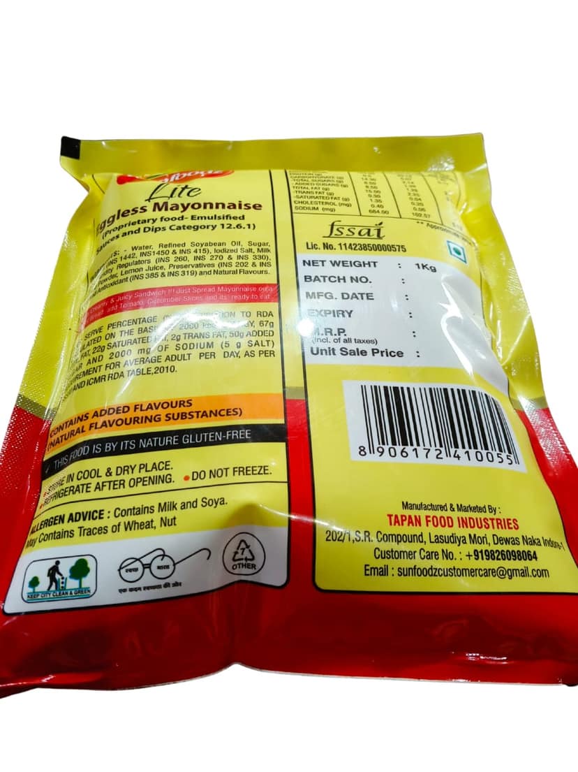 Sunfoodz Lite Eggless Mayonnaise 1Kg view 3