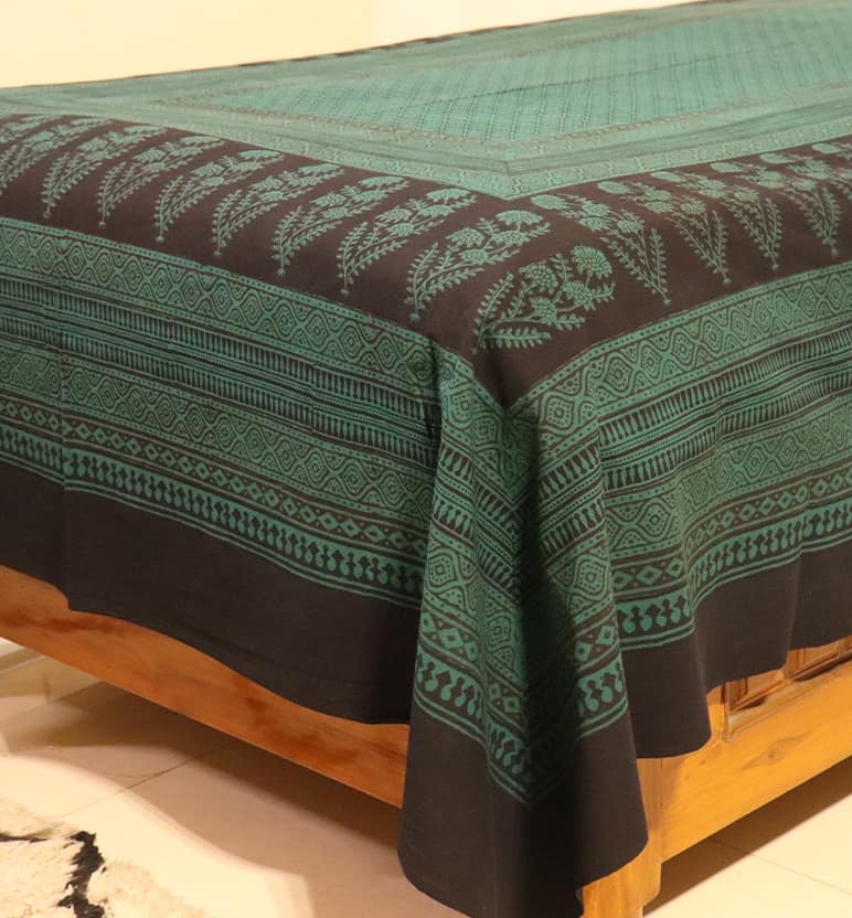 Hand Block Printed Bagh Cotton Single Bed Sheet view 3