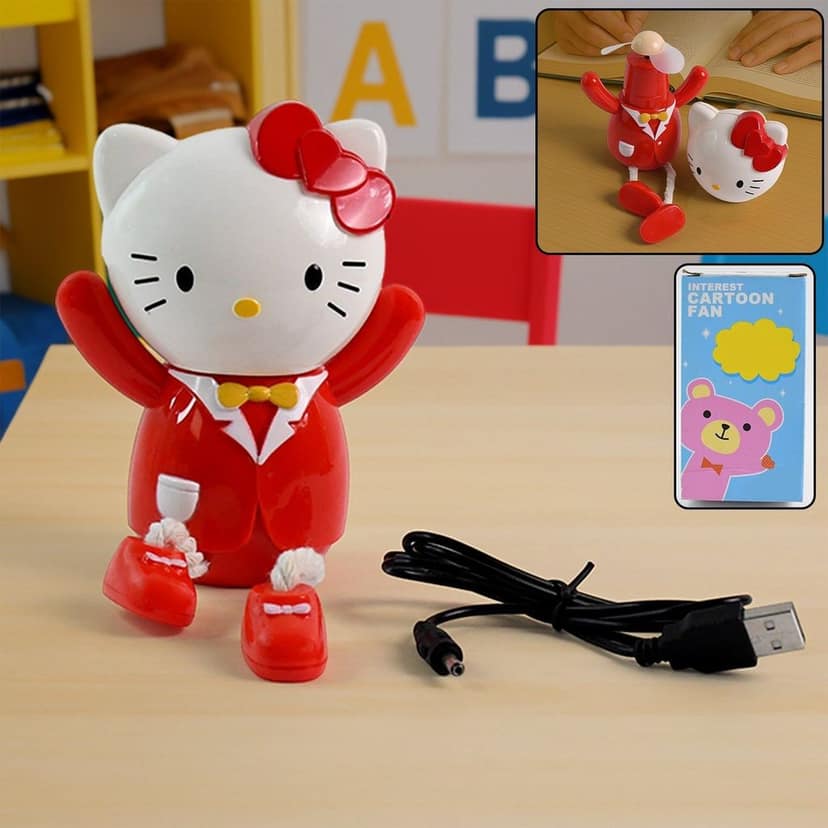 USB Cartoon Character Mini Table Fan for Kids (1 Pc) view 3