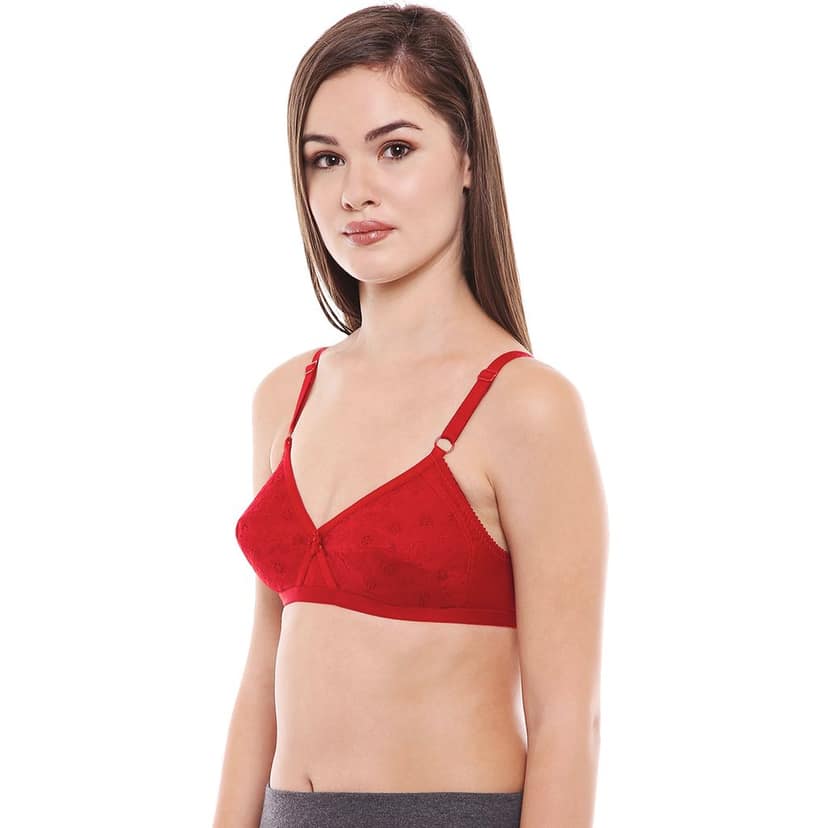 Bodycare Women Poly Cotton Full Coverage Non Padded Regular Bra 5524-RED view 2