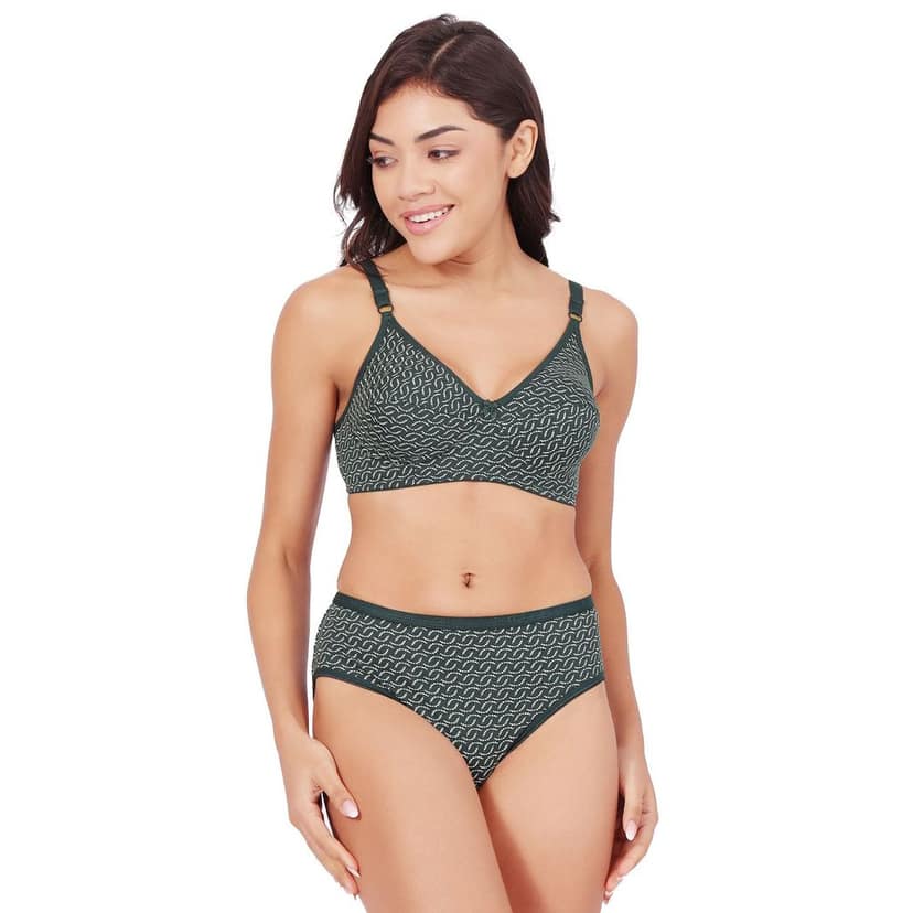Bodycare Women's Assorted Prints Combed Cotton Bra & Panty Set 6450D