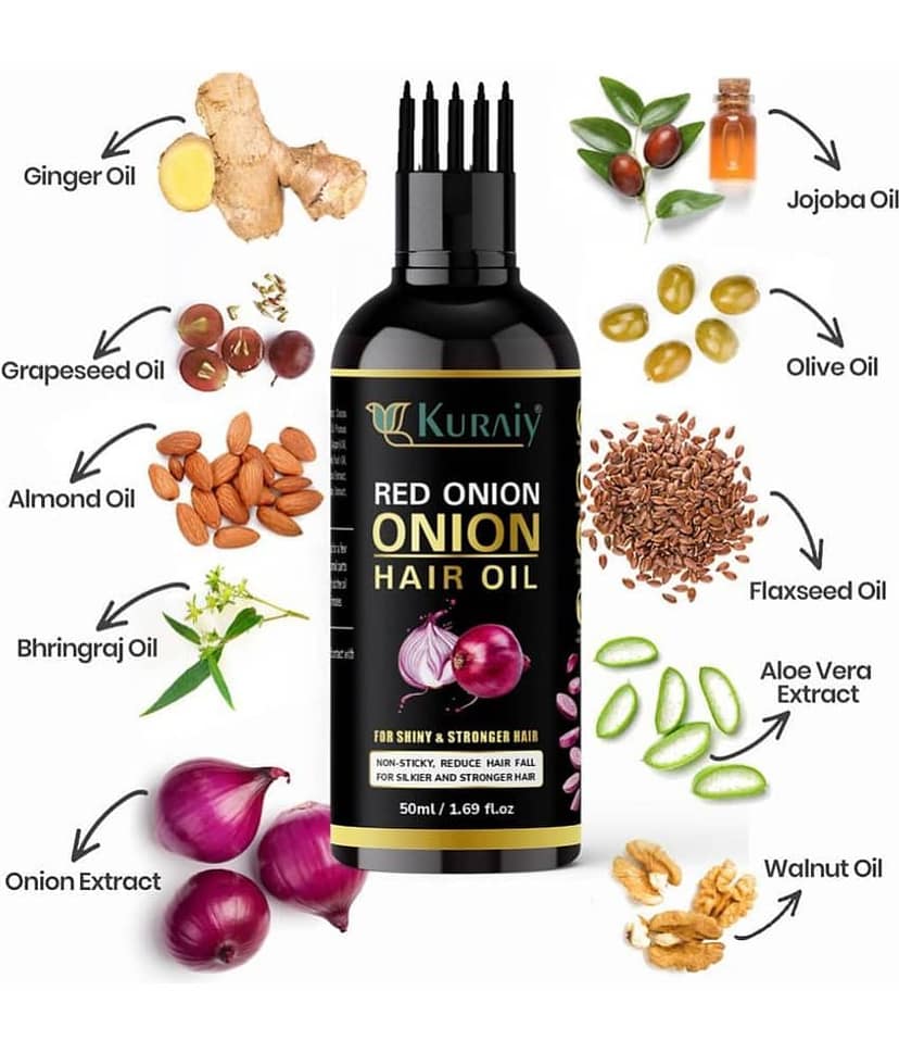 KURAIY ONION All Type of Hair Problem Herbal Anti Dandruff Hair Oil 50 ML Hair Oil PACK OF 2 view 2